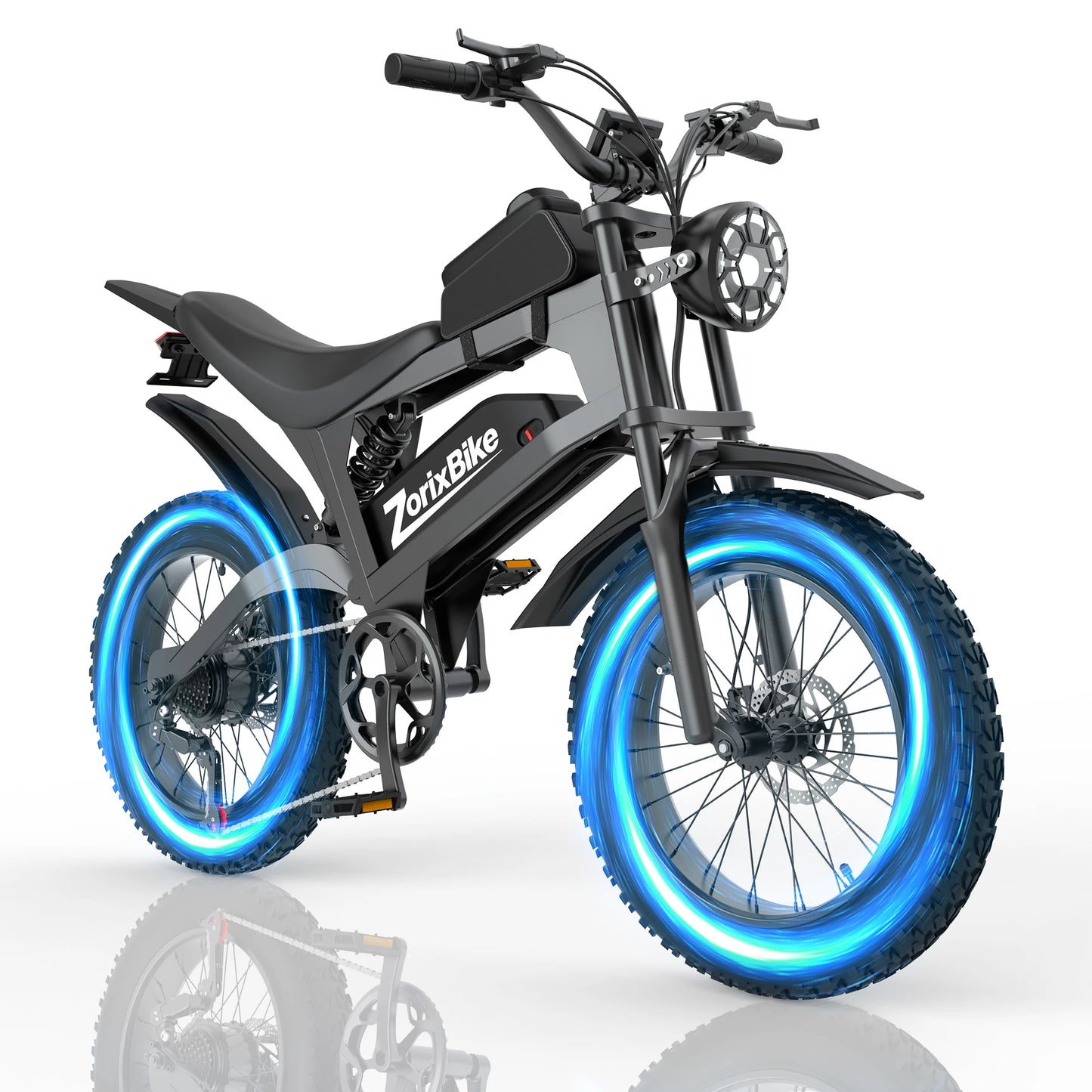 ZorixBike R8Max Adult Ebike 3000W Motor 35 MPH 48V 20Ah Lithium-Ion Battery 40-80 Mile Range Front 19"/ Rear 17"  Off-Road Tires