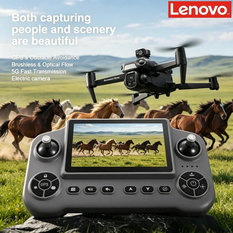 Folding Drone Lenovo A1R 3S, Large Screen Remote Control Camera Aerial FPV, Professional 8K GPS, Brush power Laser Obstacle.