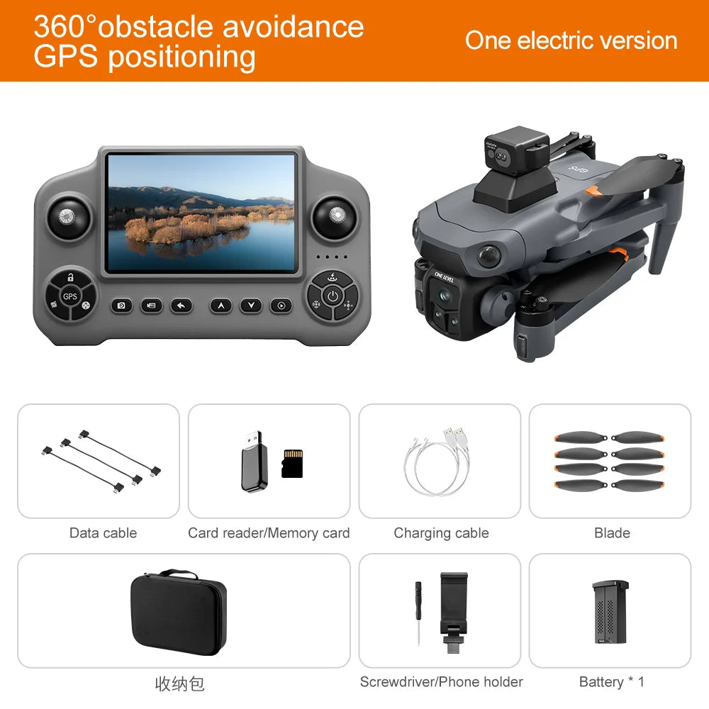 Folding Drone Lenovo A1R 3S, Large Screen Remote Control Camera Aerial FPV, Professional 8K GPS, Brush power Laser Obstacle.